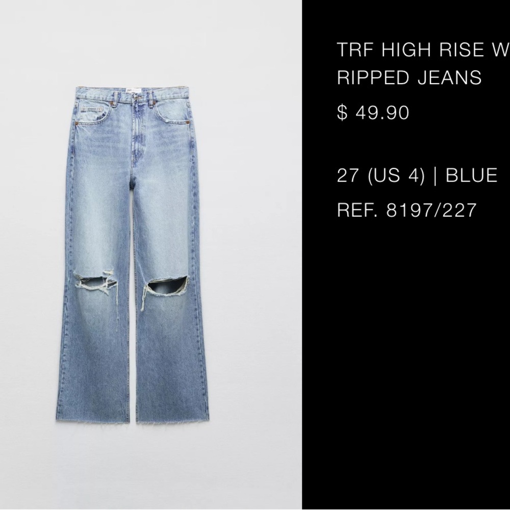Zara Blue Flare Wide Leg Jeans